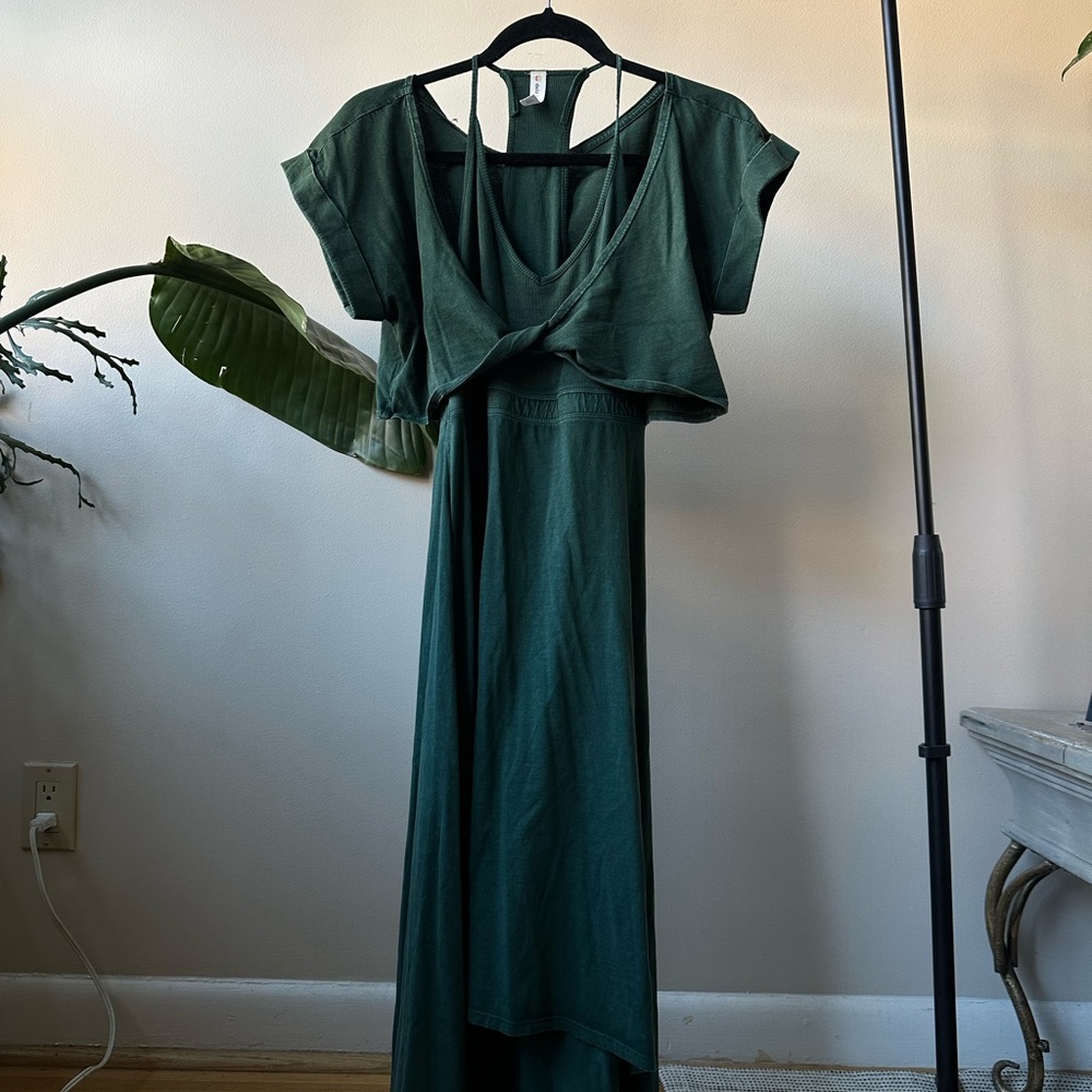Anthropologie Forest Green High Low Dress